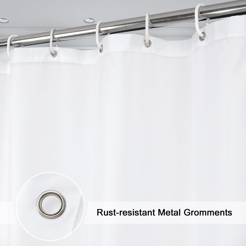EurCross Long White Shower Curtain Liner 72 x 78 inches, Machine Washable High Grade Water Repellent Fabric Curtain Liner for Shower Bathroom 78 inch Length - Image 5